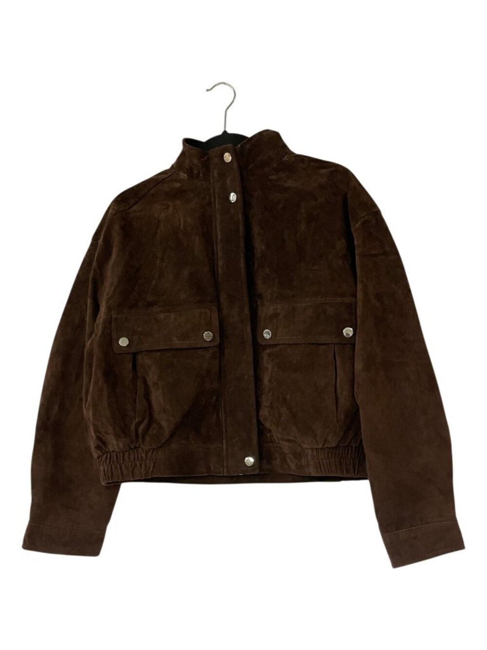 Zara Womens Leather Suede Bomber Jacket Coat Large L Brown 3046/258 NWT - Picture 2 of 15